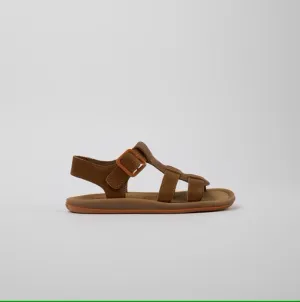 Camper: Bicho Leather Velcro Sandals - Brown