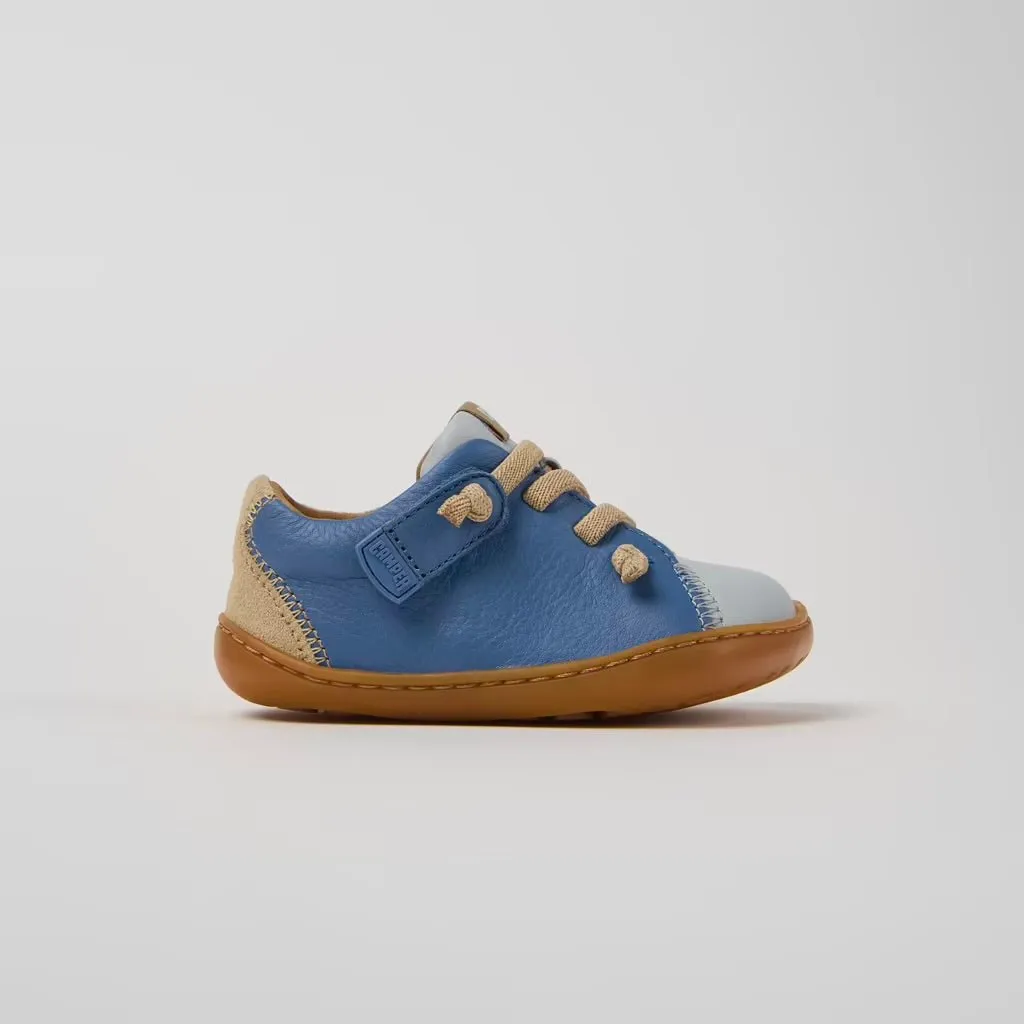Camper: Twins Leather Velcro Shoes - Multicolour Blue