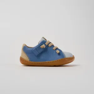 Camper: Twins Leather Velcro Shoes - Multicolour Blue