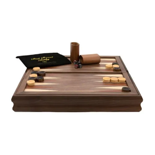 Chess/Checkers/Backgammon - Walnut - flip top board, 14"