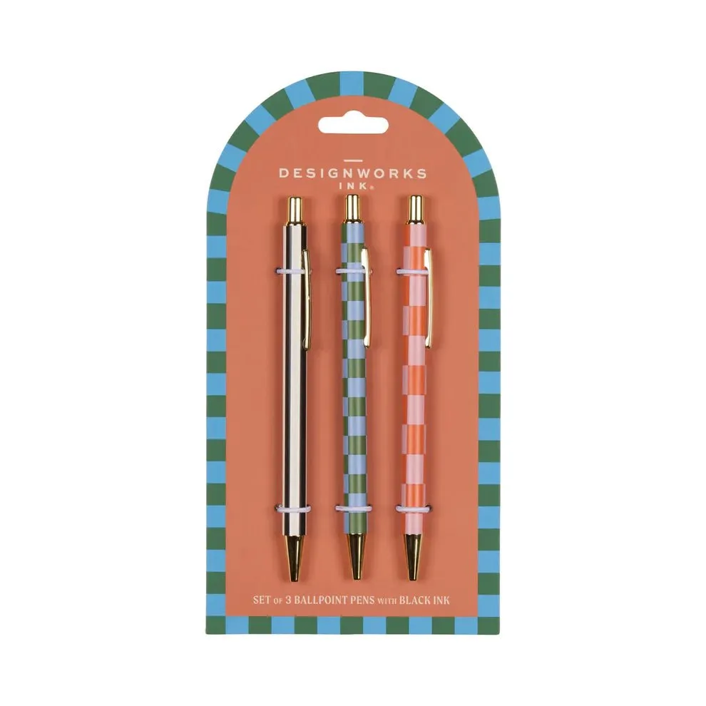 Designworks: A Dopo Set of 3 Pens - Stripes & Checks