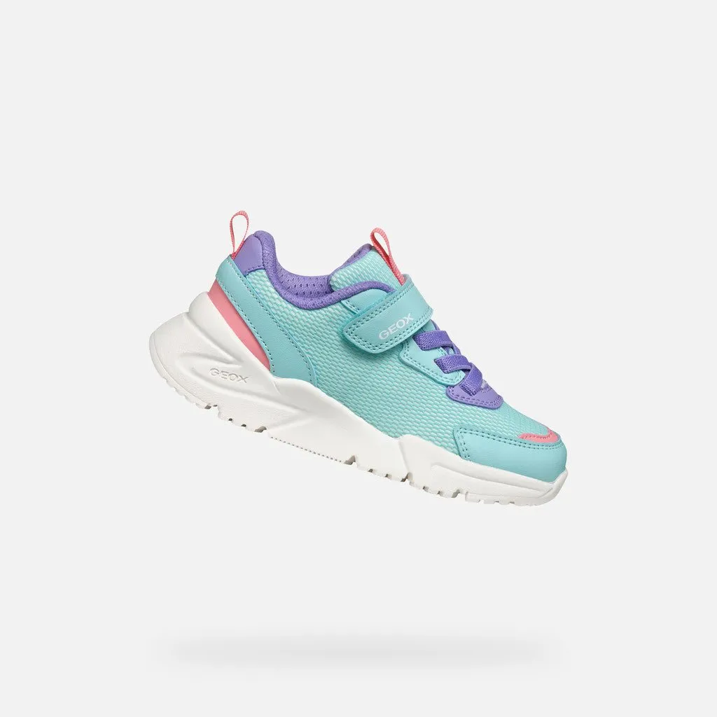 Geox: Loftus Velcro Trainers - Aqua / Lilac