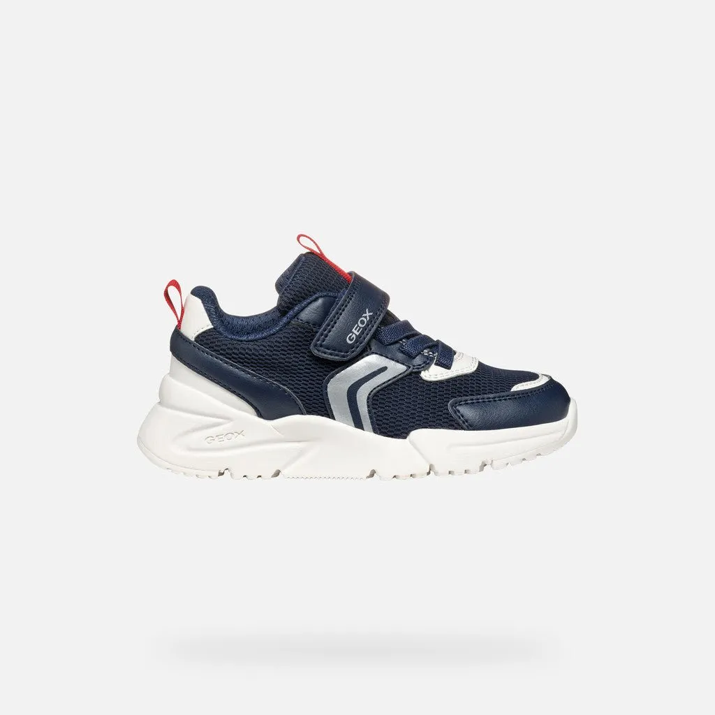 Geox: Loftus Velcro Trainers - Navy / Red