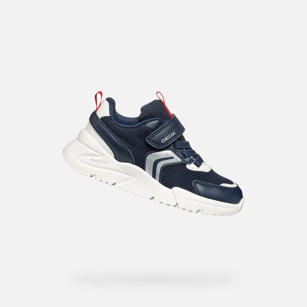 Geox: Loftus Velcro Trainers - Navy / Red