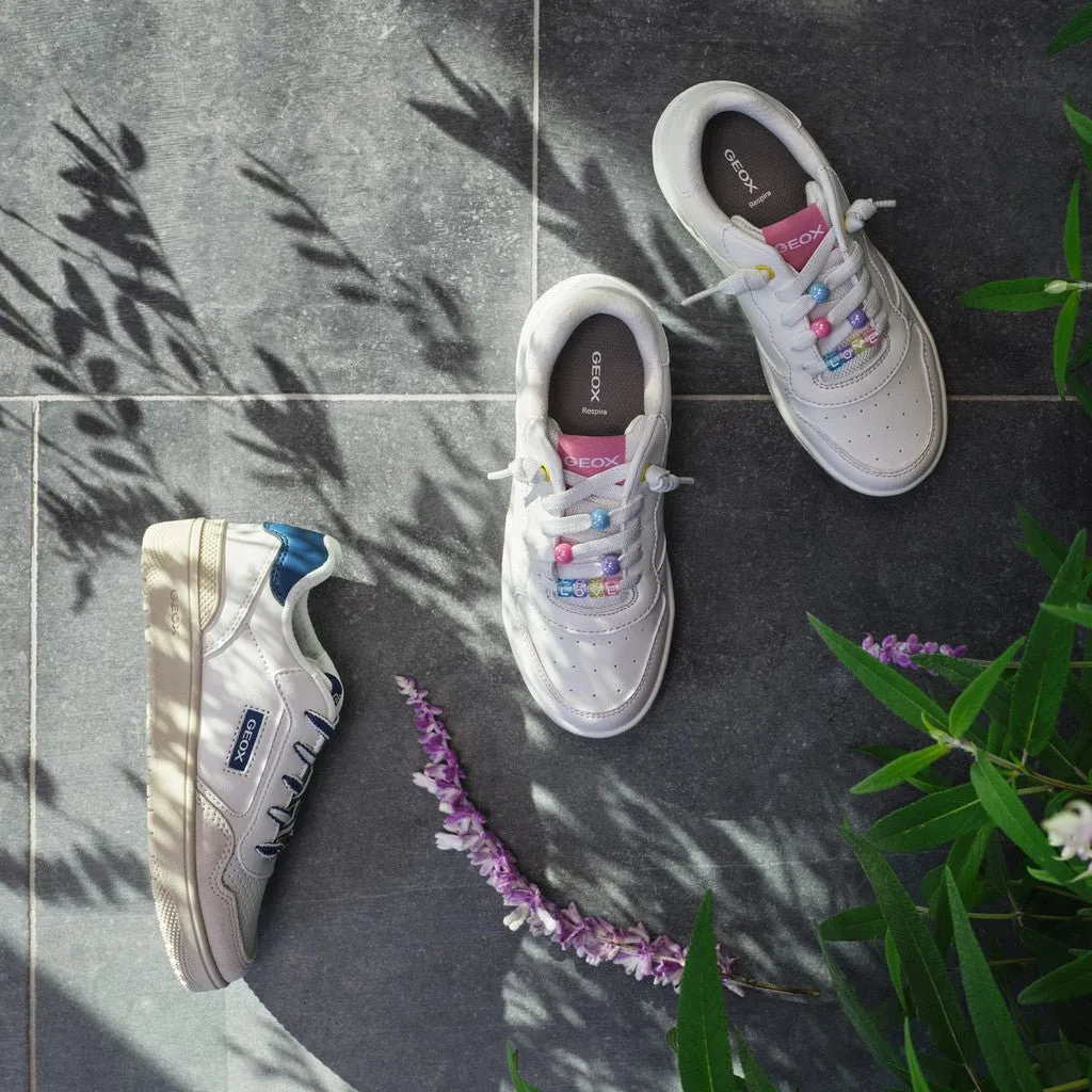 Geox: Washiba Lace Trainers - White / Pink
