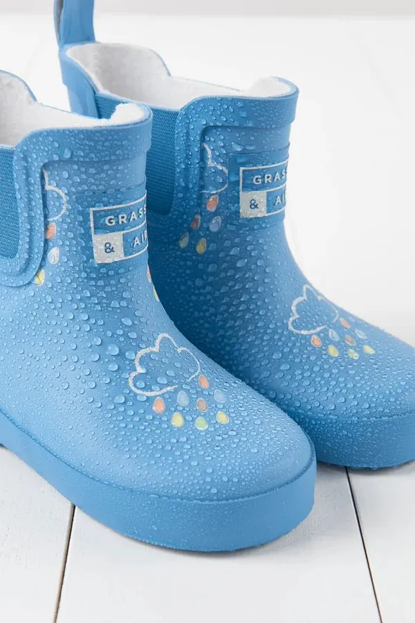 Grass & Air: Cornflower Blue Short Colour-Changing Kids Wellies