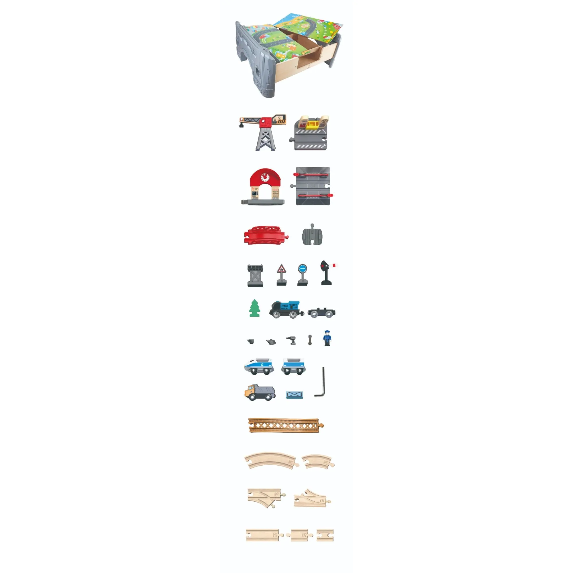 Hape 70 Piece Railway Train & Table Set