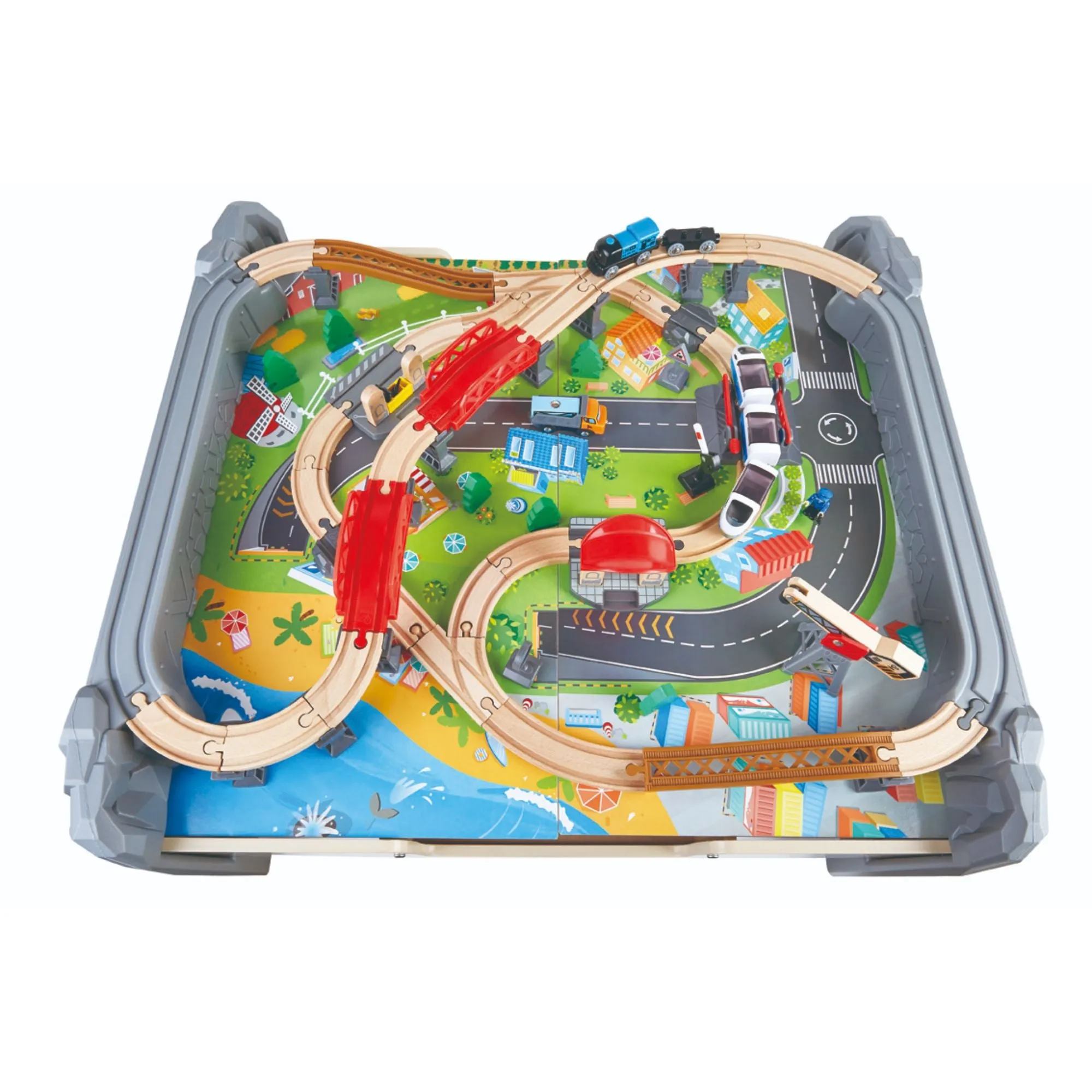 Hape 70 Piece Railway Train & Table Set