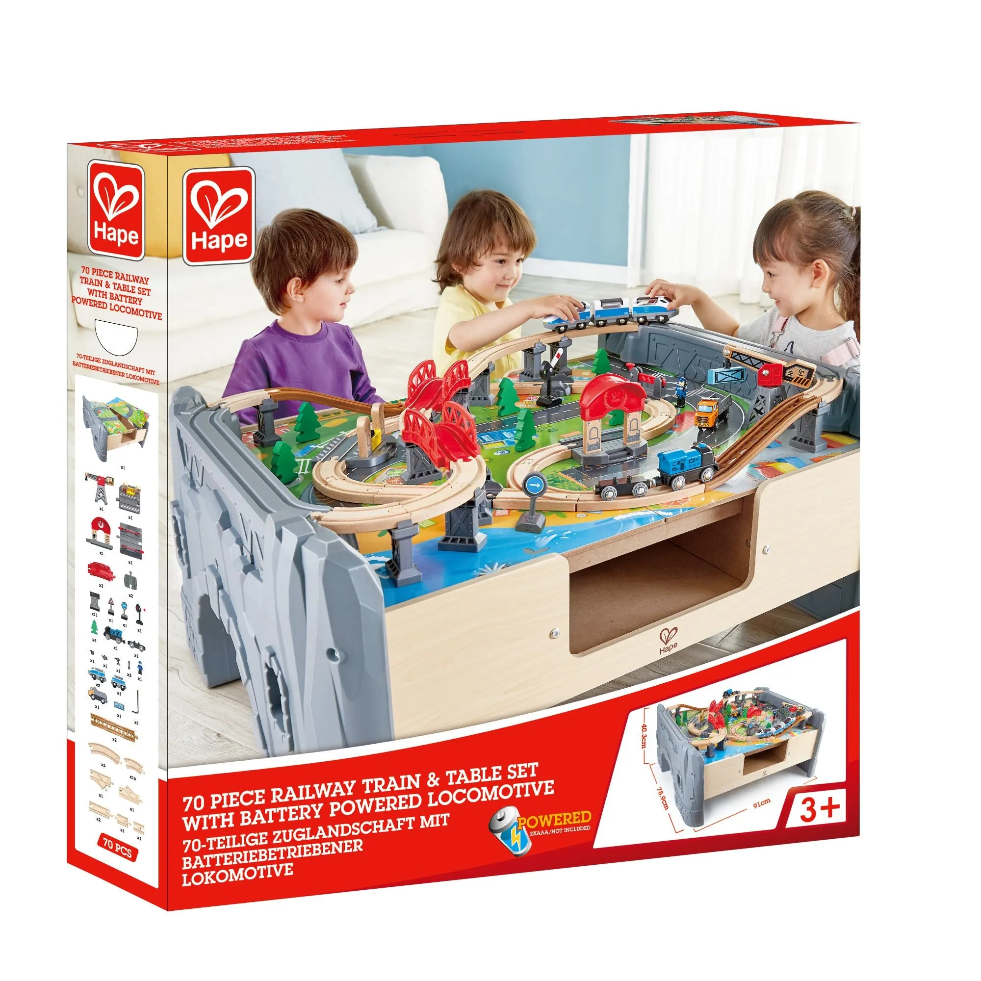 Hape 70 Piece Railway Train & Table Set