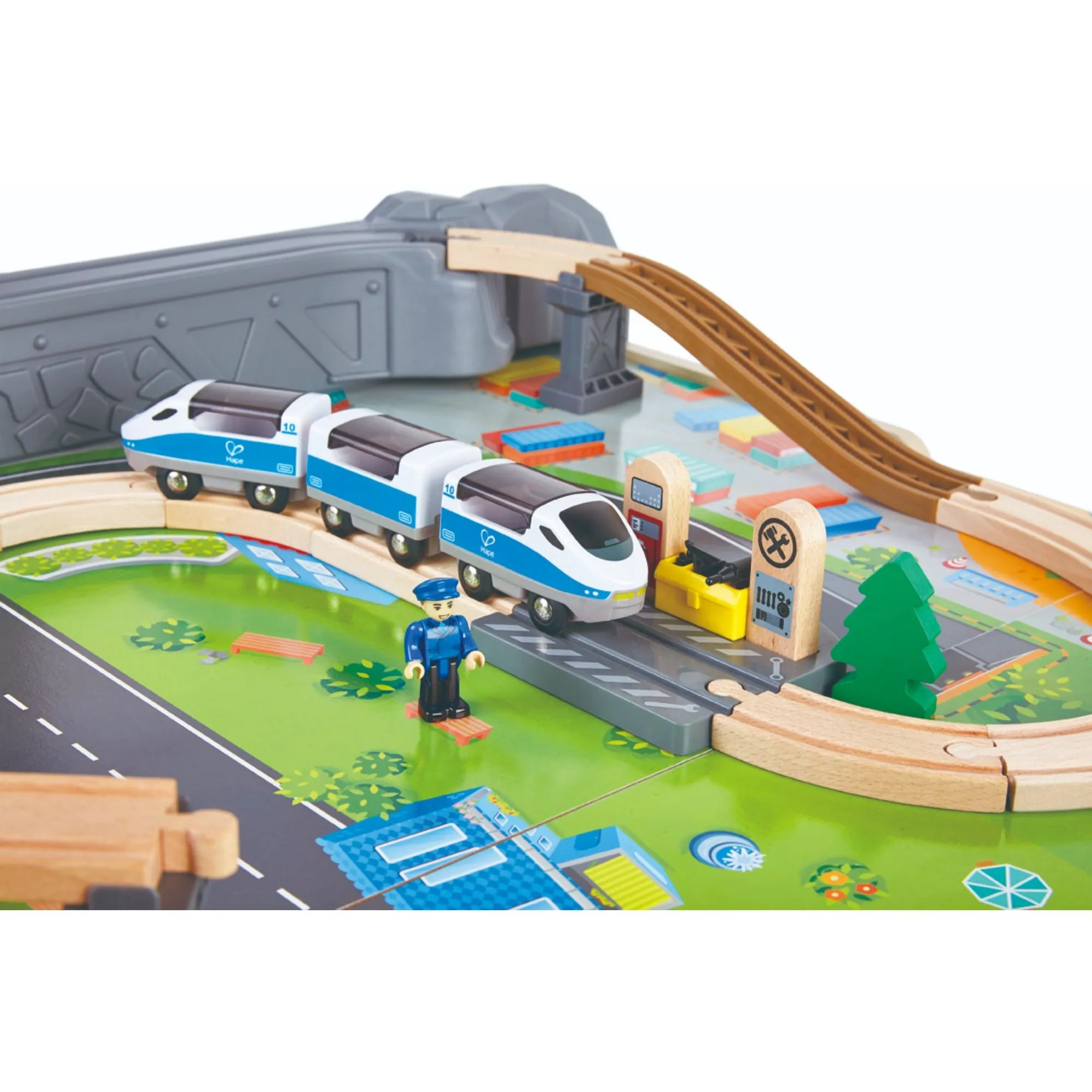 Hape 70 Piece Railway Train & Table Set