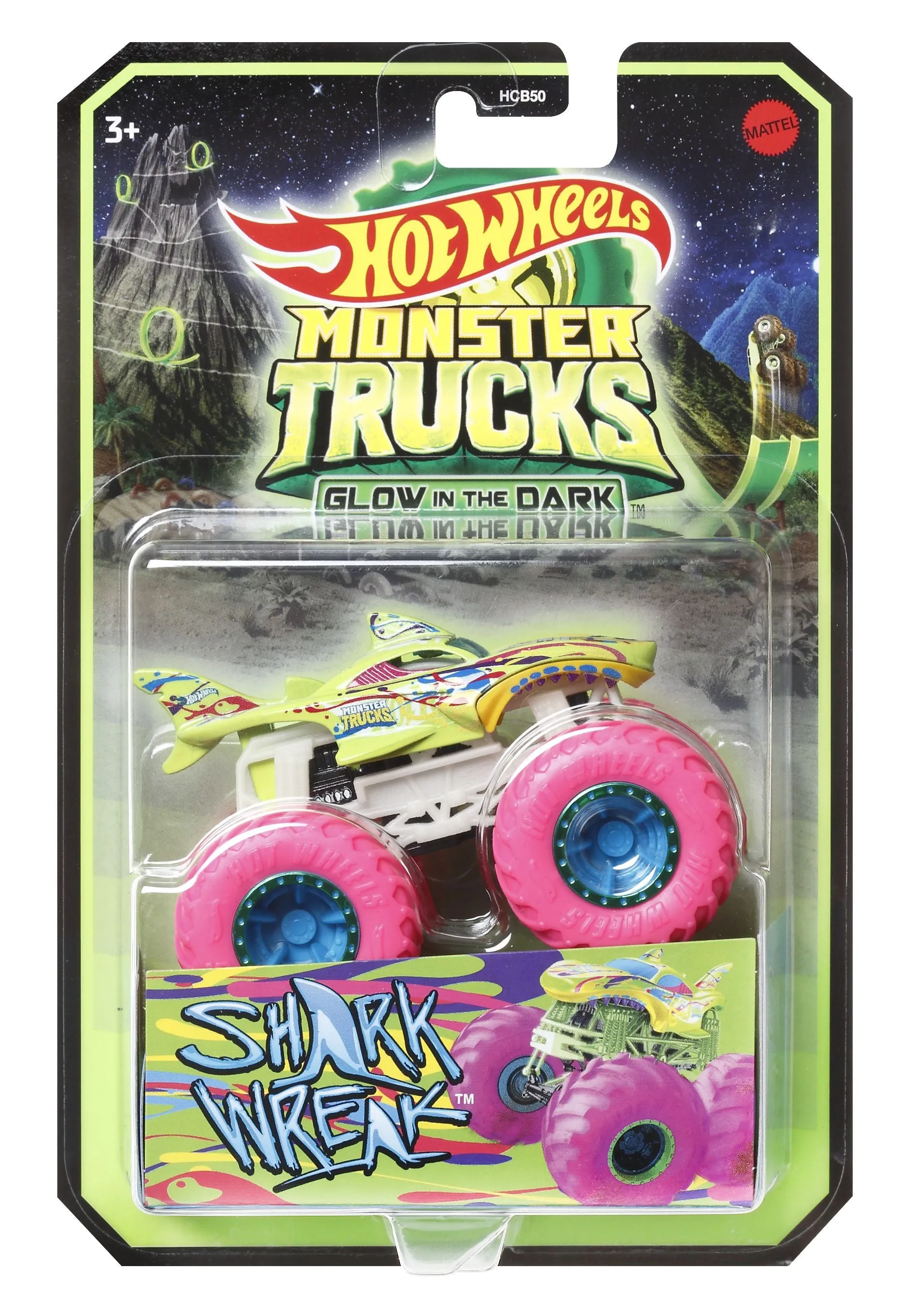 Hot Wheels 1:64 Glow In The Dark Monster Trucks Shark Wreak