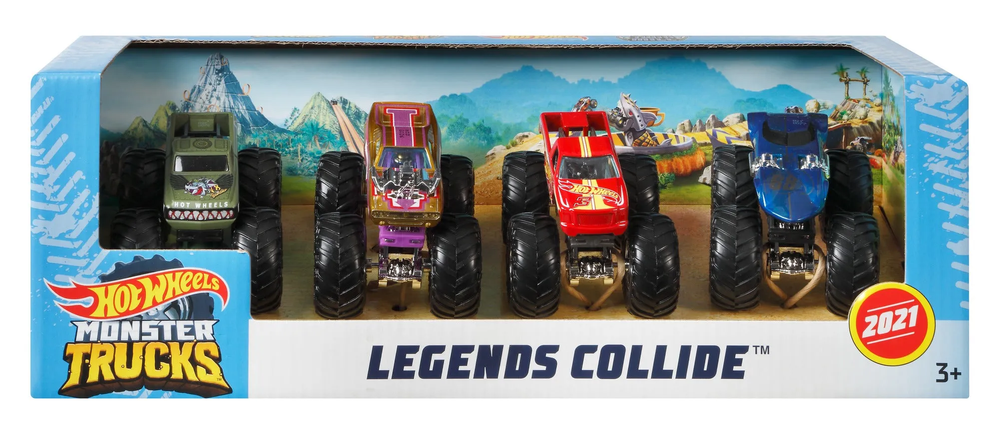 Hot Wheels 1:64 Monster Trucks 4 Pack Legends Collide