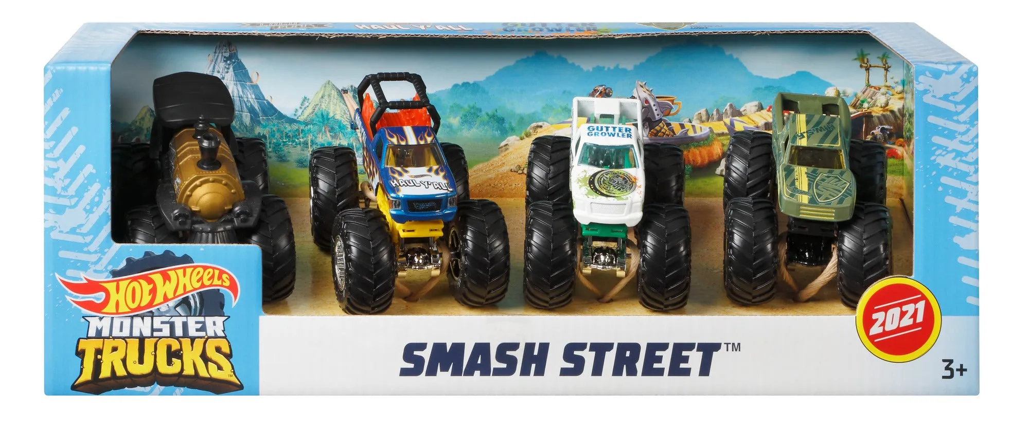 Hot Wheels 1:64 Monster Trucks 4 Pack Smash Street