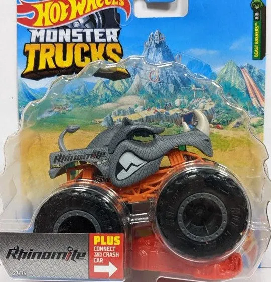Hot Wheels 1:64 Monster Trucks Beast Bashers 3/6 Rhinomite
