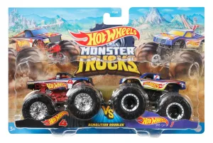 Hot Wheels 1:64 Monster Trucks Demolition Doubles Hot Wheels Racing #4 Vs Hot Wheels Racing #1