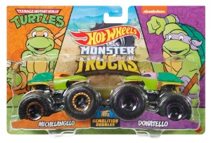 Hot Wheels 1:64 Monster Trucks Demolition Doubles Michelangelo Vs Donatello