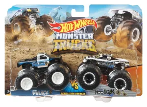 Hot Wheels 1:64 Monster Trucks Demolition Doubles Police Vs Hooligan