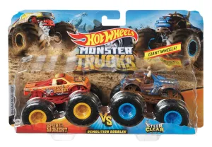 Hot Wheels 1:64 Monster Trucks Demolition Doubles Spur Of The Moment Vs Steer Clear