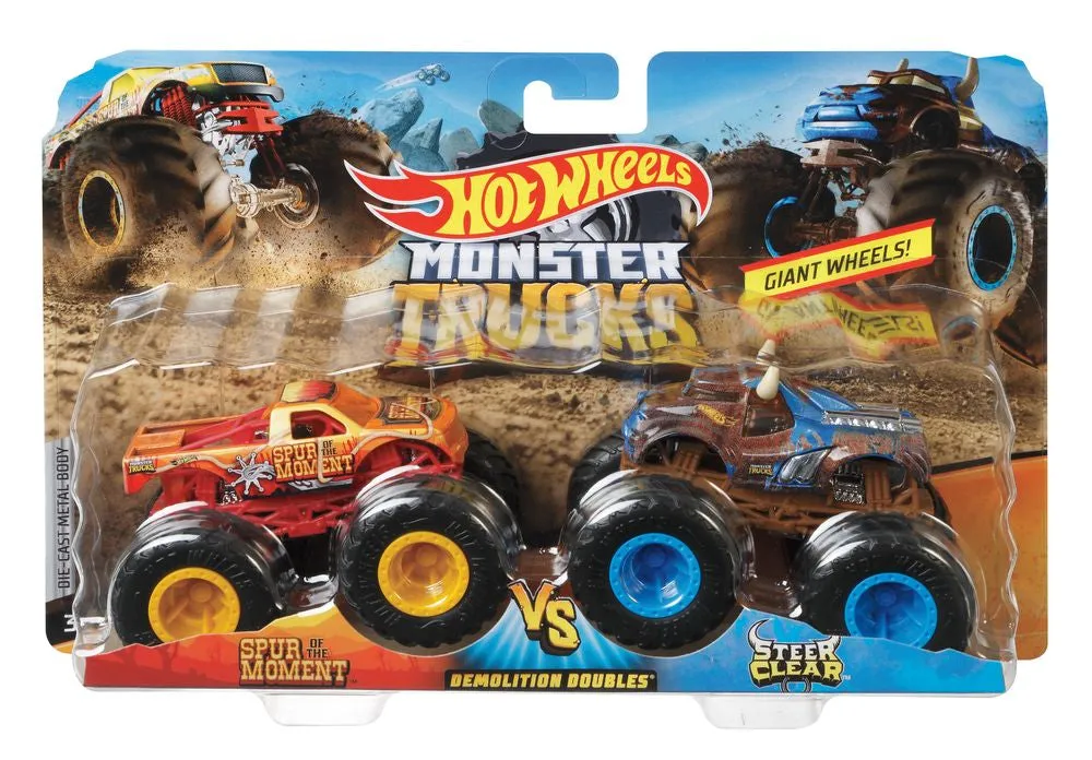 Hot Wheels 1:64 Monster Trucks Demolition Doubles Spur Of The Moment Vs Steer Clear