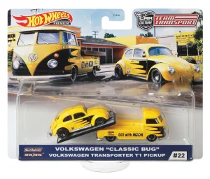 Hot Wheels Car Culture Team Transport #22 Volkswagen Classic Bug Volkswagen Transporter T1 Pick Up