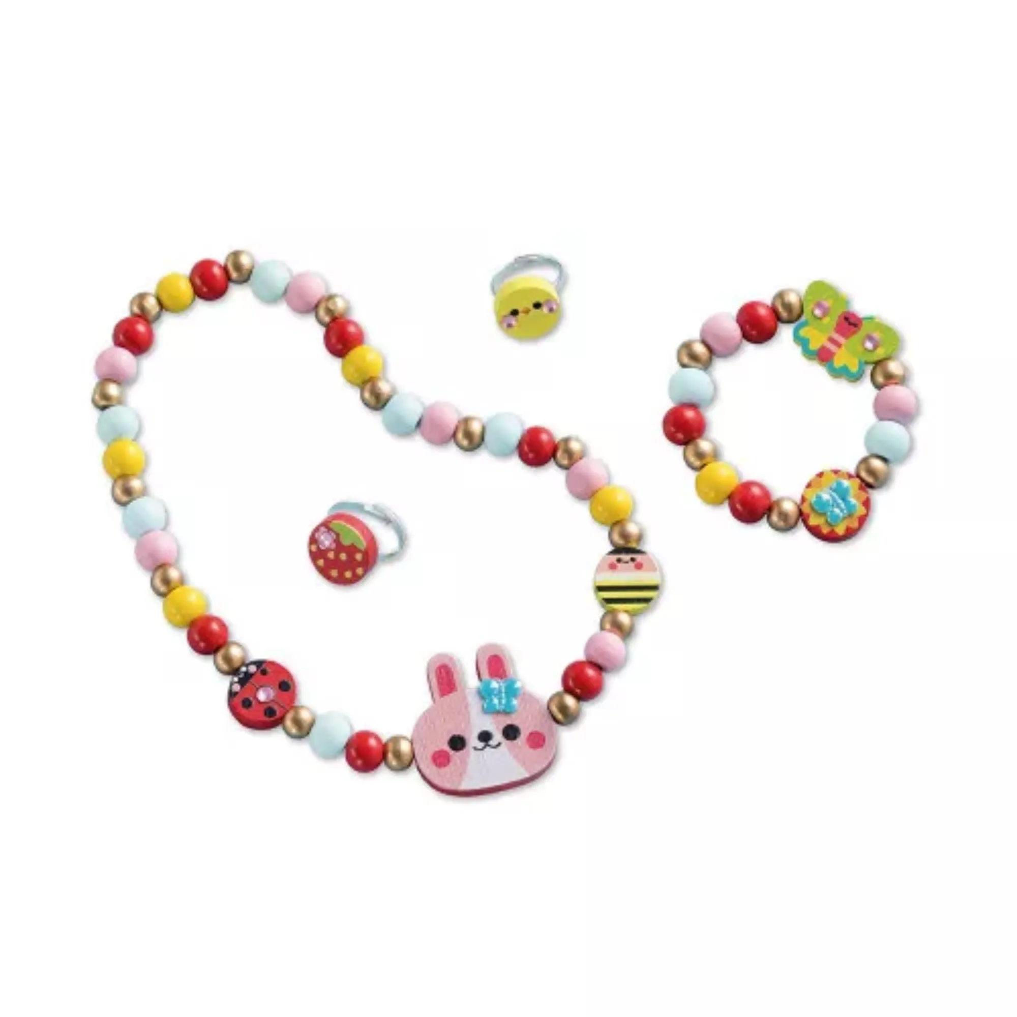Janod 4 Pieces of Wooden Jewellery – Flower Garden