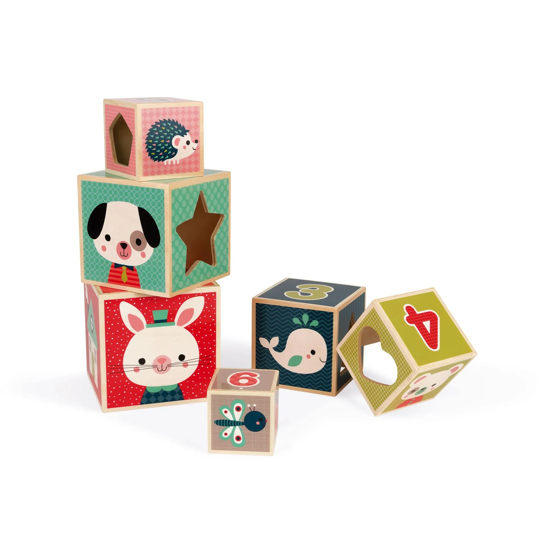 Janod 6 Block Pyramid Baby Forest