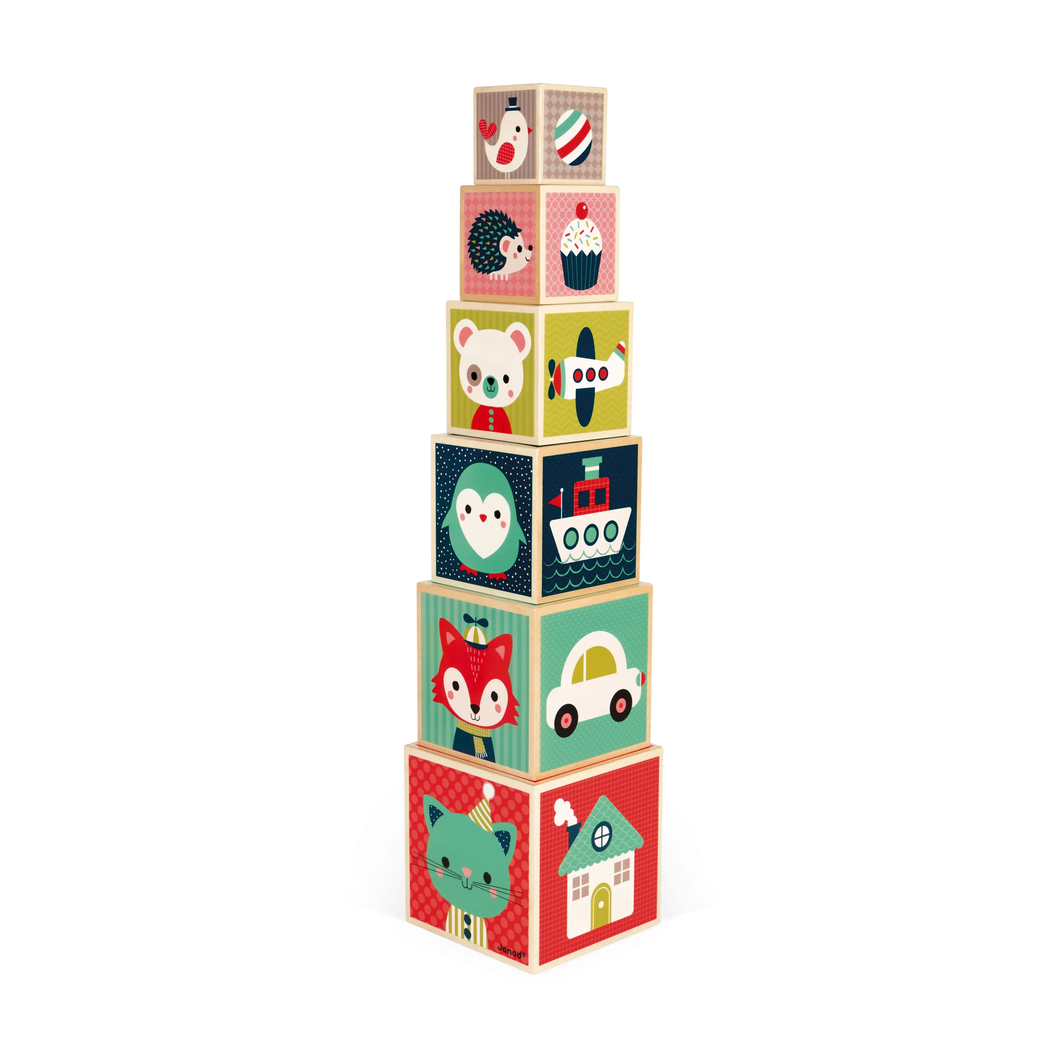 Janod 6 Block Pyramid Baby Forest