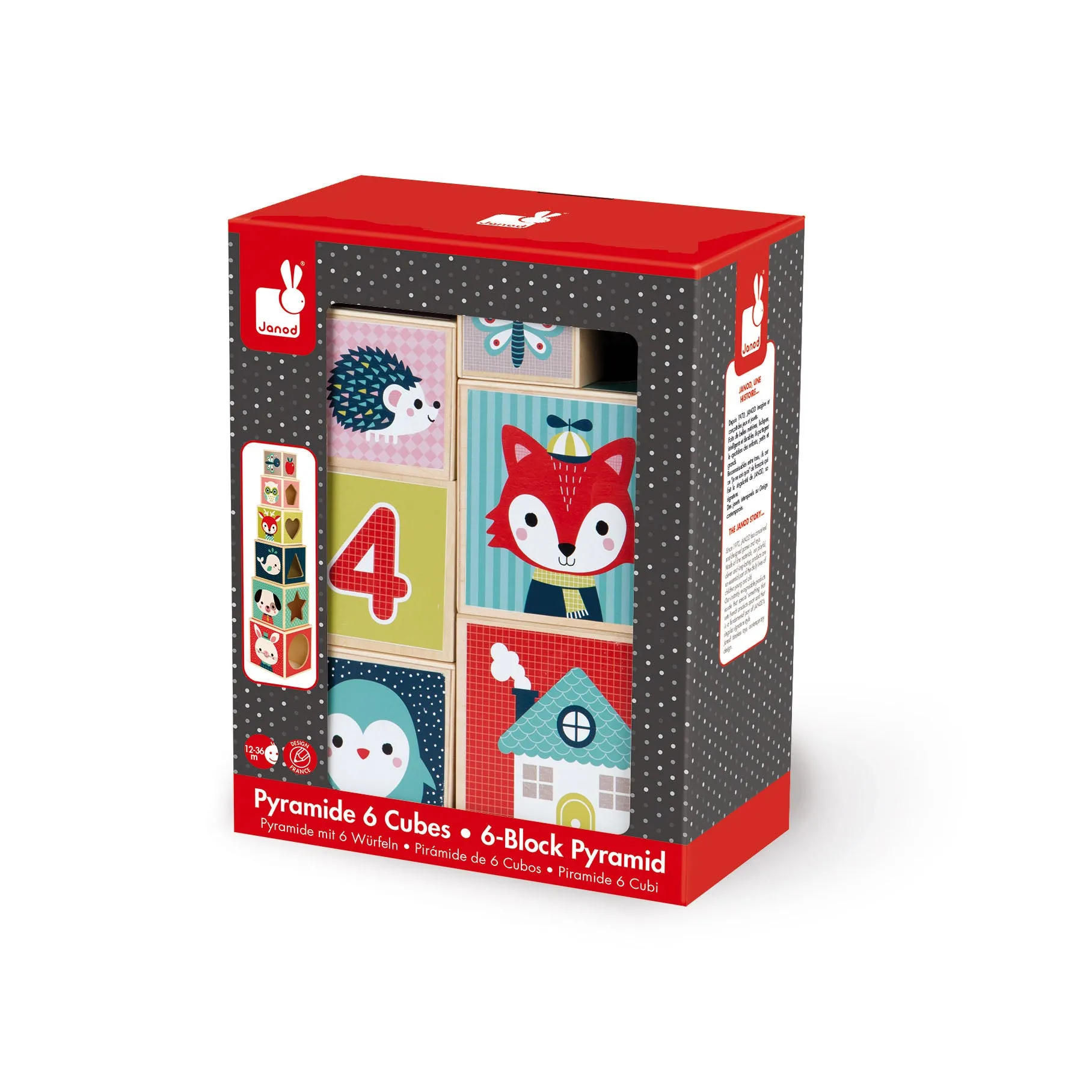 Janod 6 Block Pyramid Baby Forest