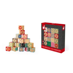 Janod Kubix 16 Carved Alphabet Blocks
