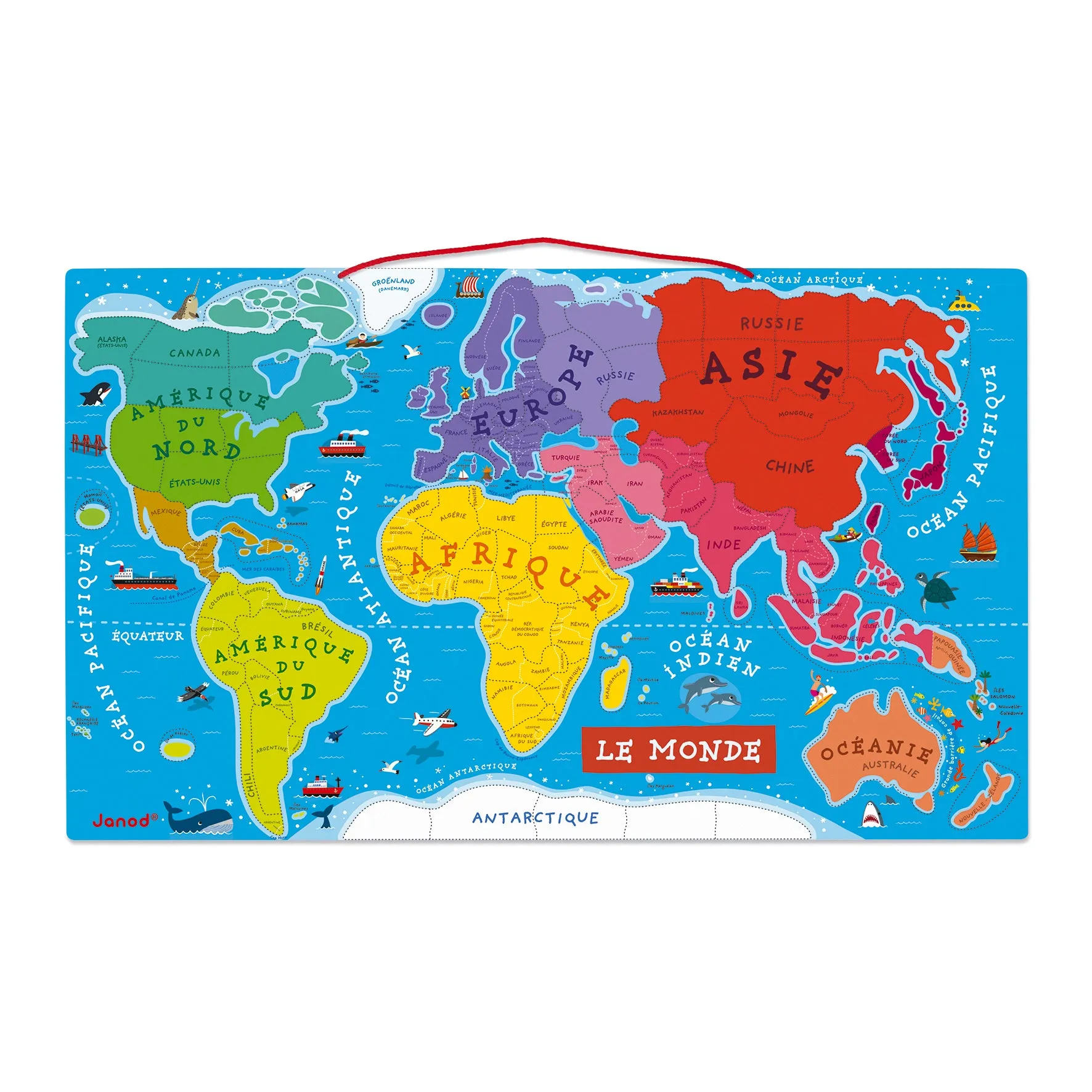 Janod Magnetic World Map Puzzle French Version