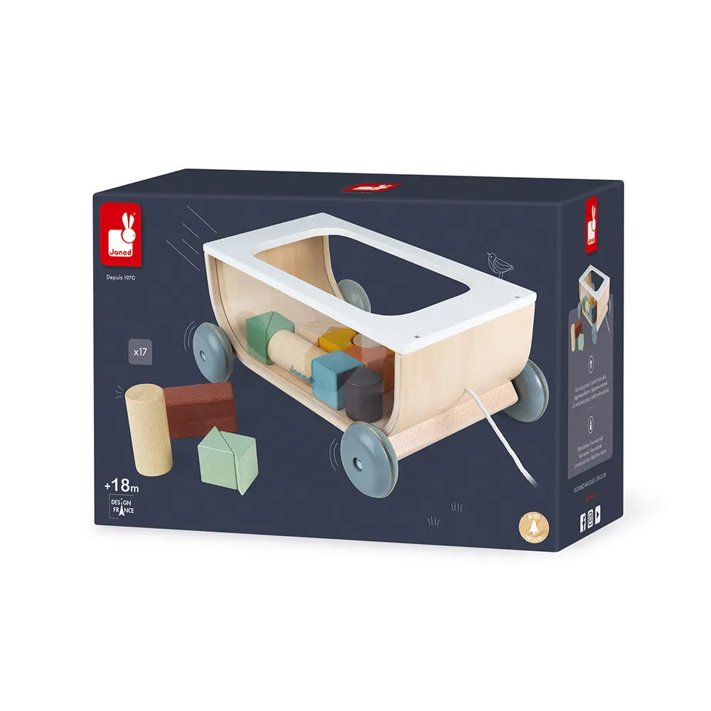 Janod Sweet Cocoon Cart with Blocks