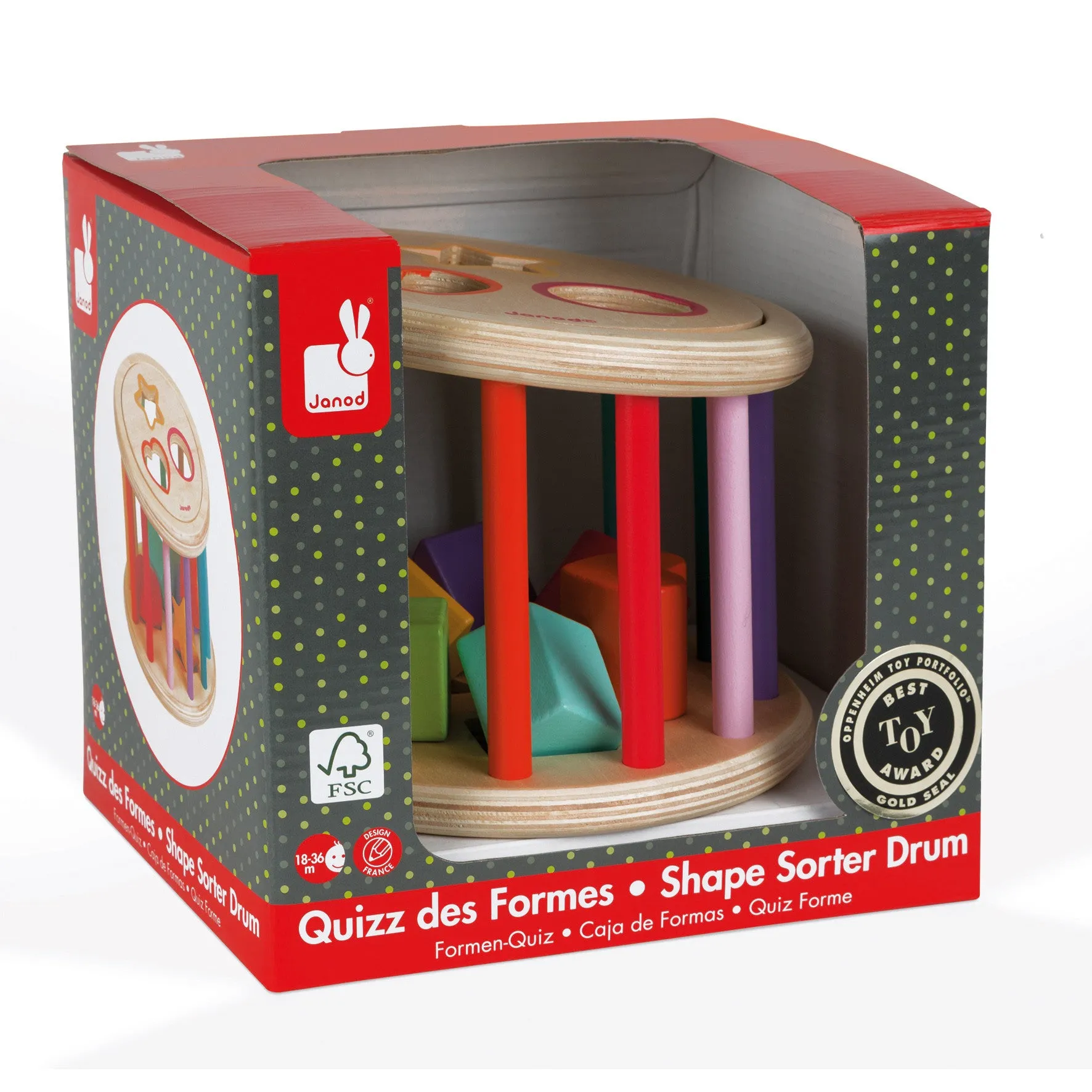 Janod Wood Shape Sorter Drum
