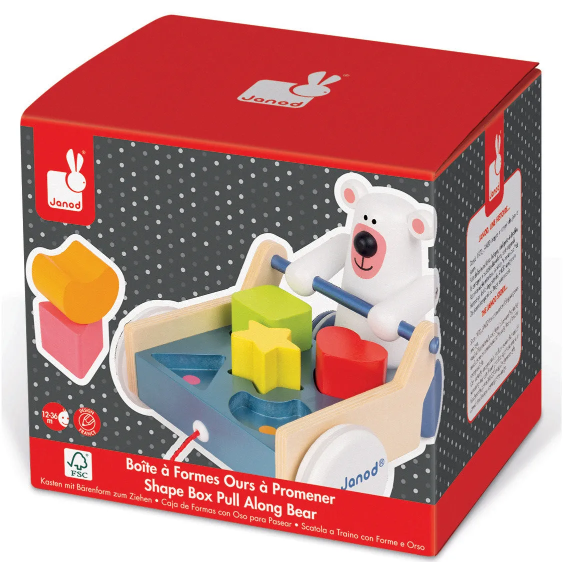 Janod Zigolos Shape Box Pull Along Bear