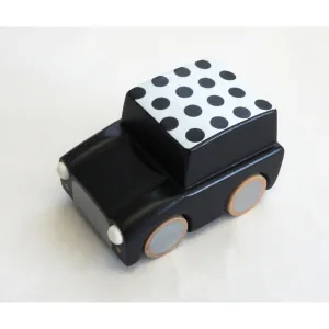 kiko  & gg* Kuruma Classic Wooden Wind Up Car Dots/Black