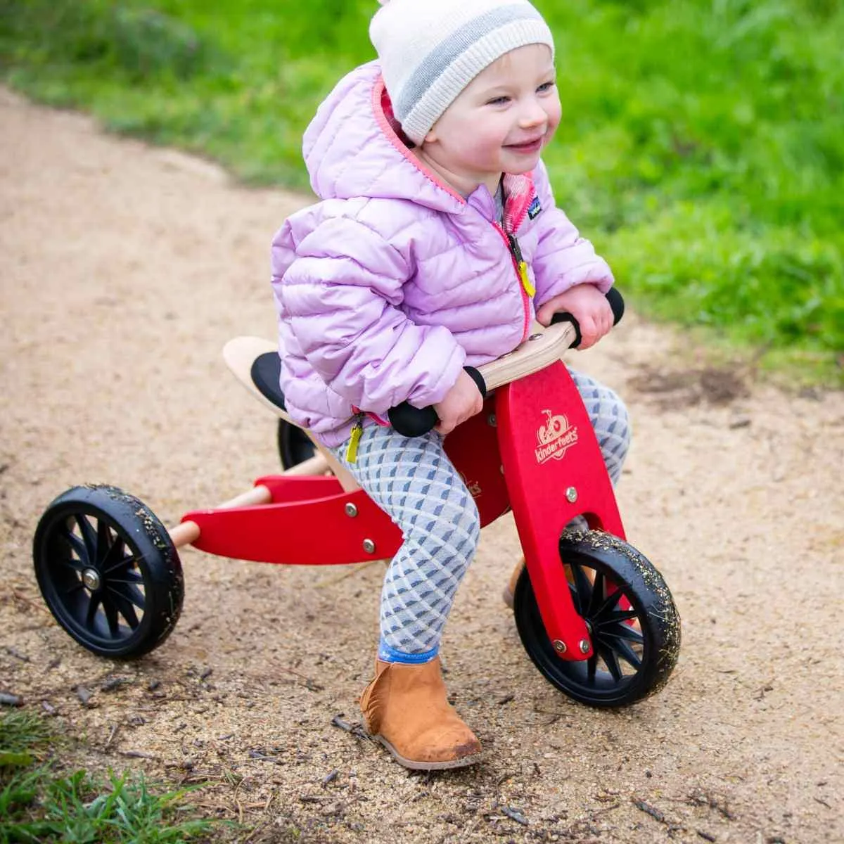 Kinderfeets Tiny Tot 2 in 1 Balance Bike - Cherry Red