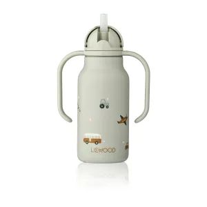 Liewood Kimmie Water Bottle 250ml | Vehicles Dove Blue
