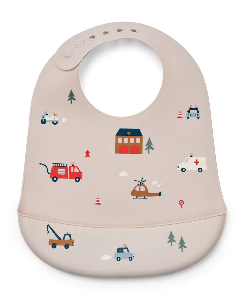 Liewood Tilda Silicone Bib - 2 Pack - Emergency Vehicles
