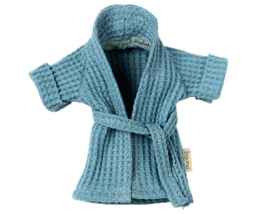 Maileg Dressing Gown/Bath Robe for Mum/Dad Mouse Dusty Blue: BACK IN STOCK