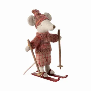 Maileg Winter Mouse With Ski Set, Big Sister – Rose