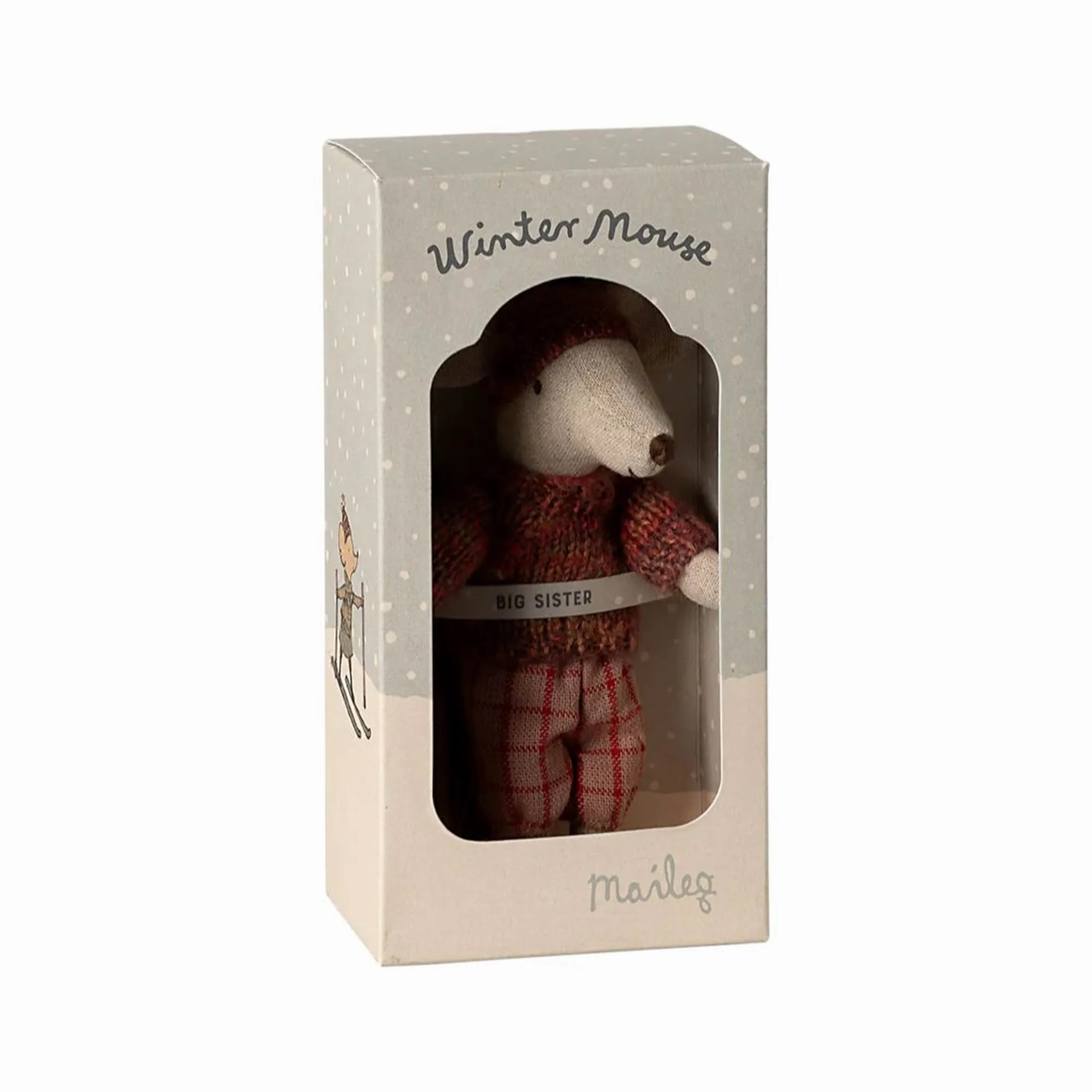 Maileg Winter Mouse With Ski Set, Big Sister – Rose