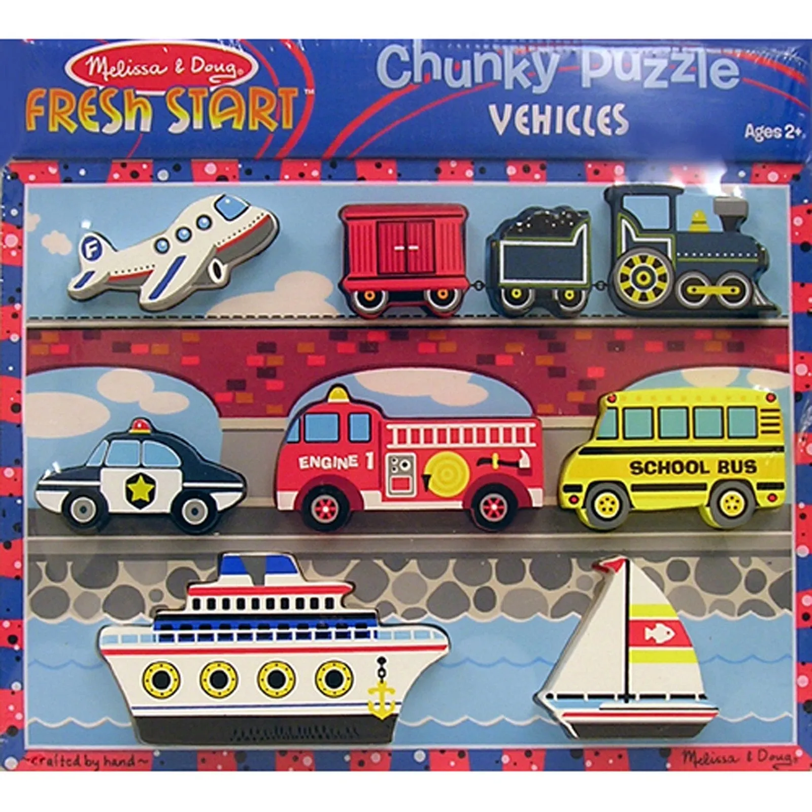 Melissa & Doug Chunky Vehicles Wooden Puzzle - 9 pc
