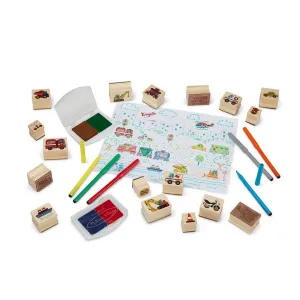 Melissa & Doug -Deluxe Wooden Stamp Set - Vehicles