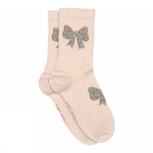 Melton: Bows socks - Crystal Pink