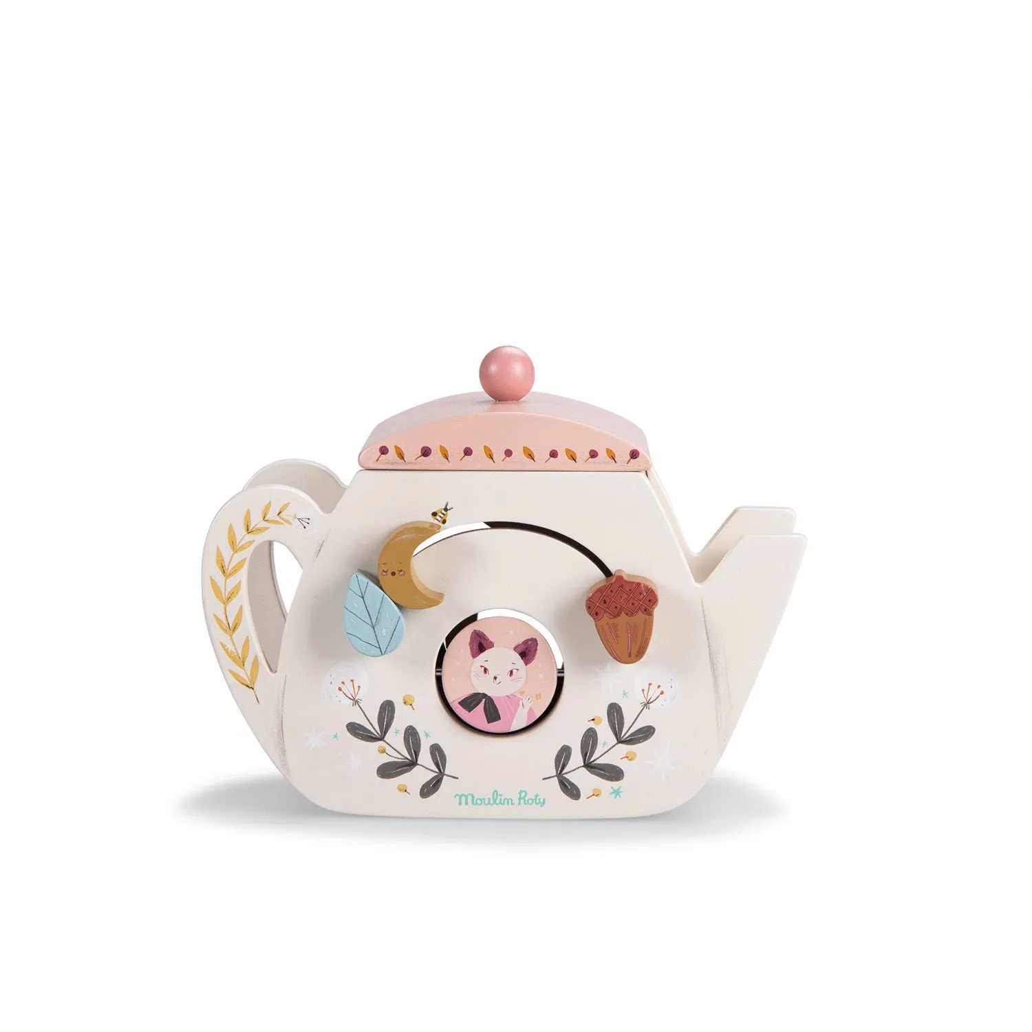Moulin Roty Apres La Pluie Wooden Activity Teapot with 6 Activities Wooden Toy