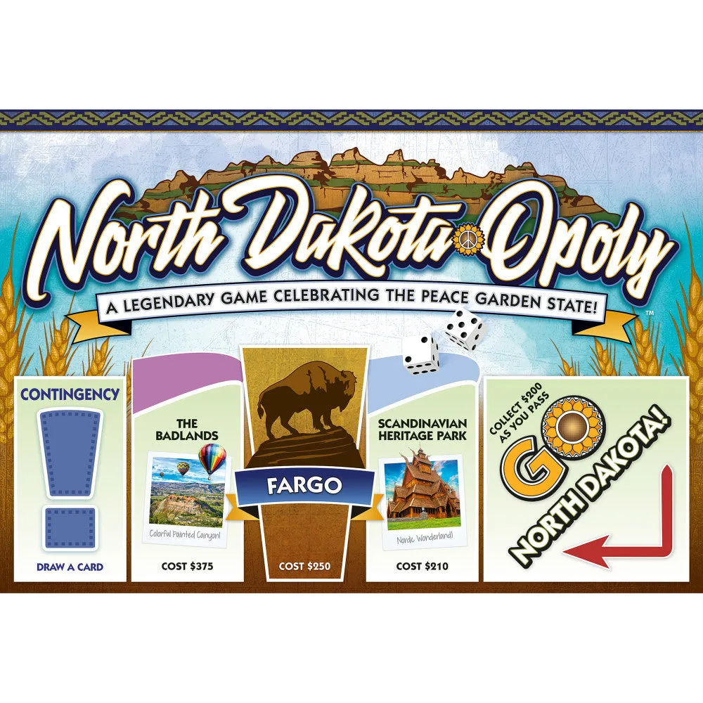 North Dakota-Opoly State Adventure Board Game for Ages 8 