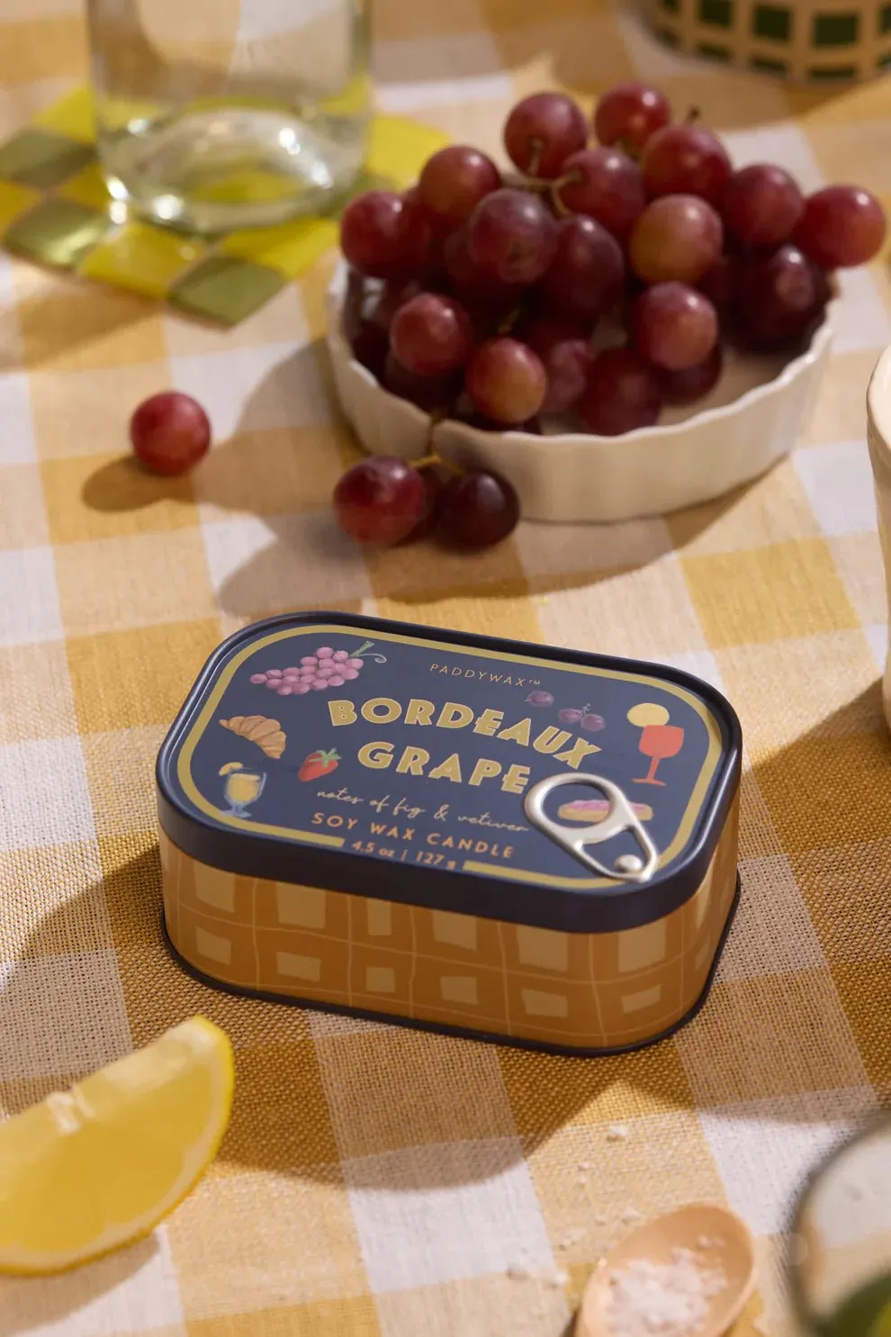 Paddywax: Bistro 4.5oz Grapes Printed Tin Candle - Bordeaux Grape