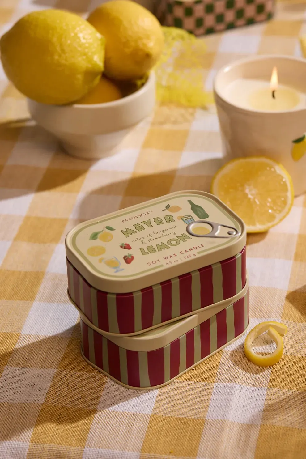 Paddywax: Bistro 4.5oz Lemon Printed Tin Candle - Meyer Lemon