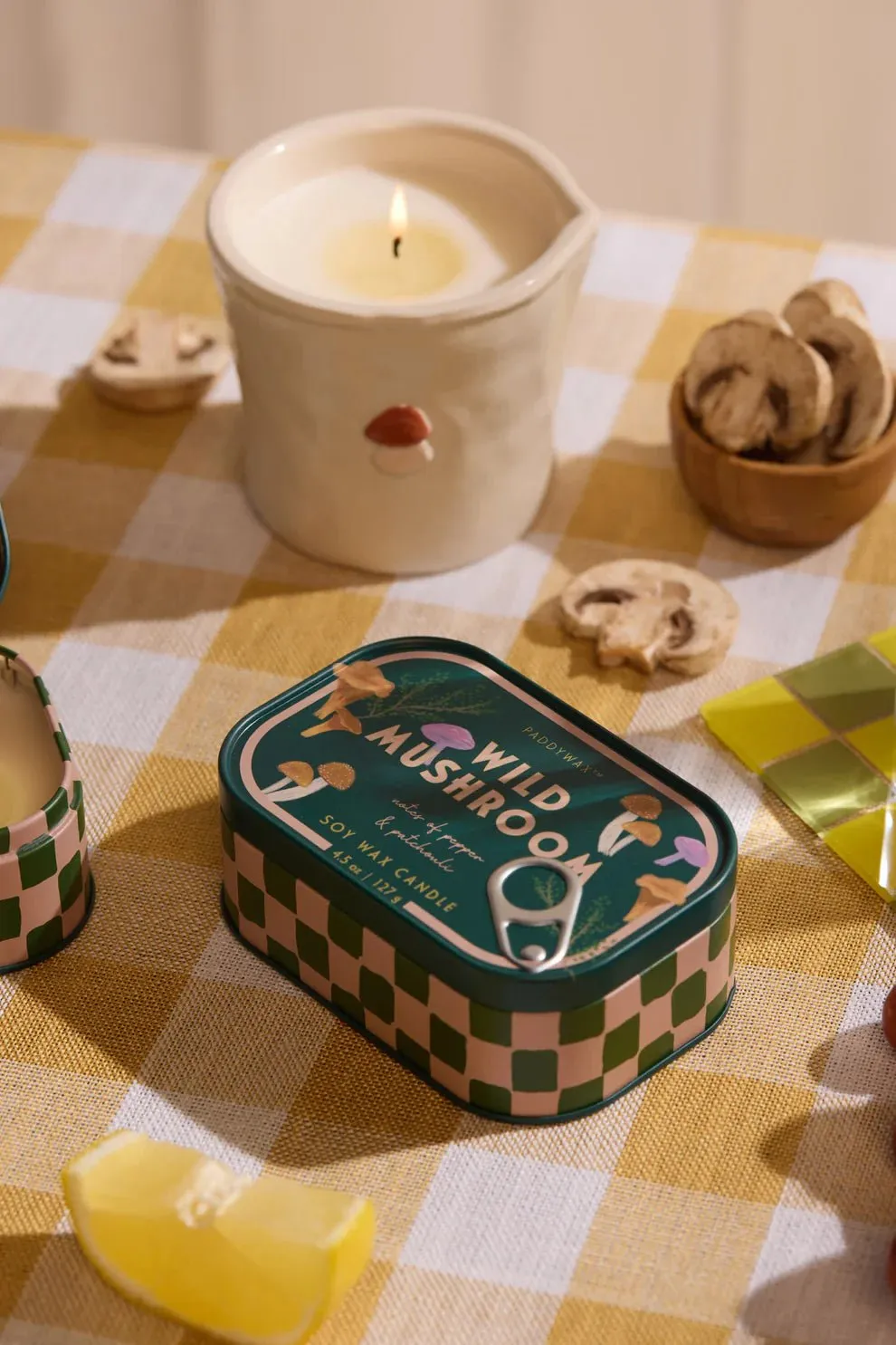 Paddywax: Bistro 4.5oz Mushroom Printed Tin Candle - Wild Mushroom