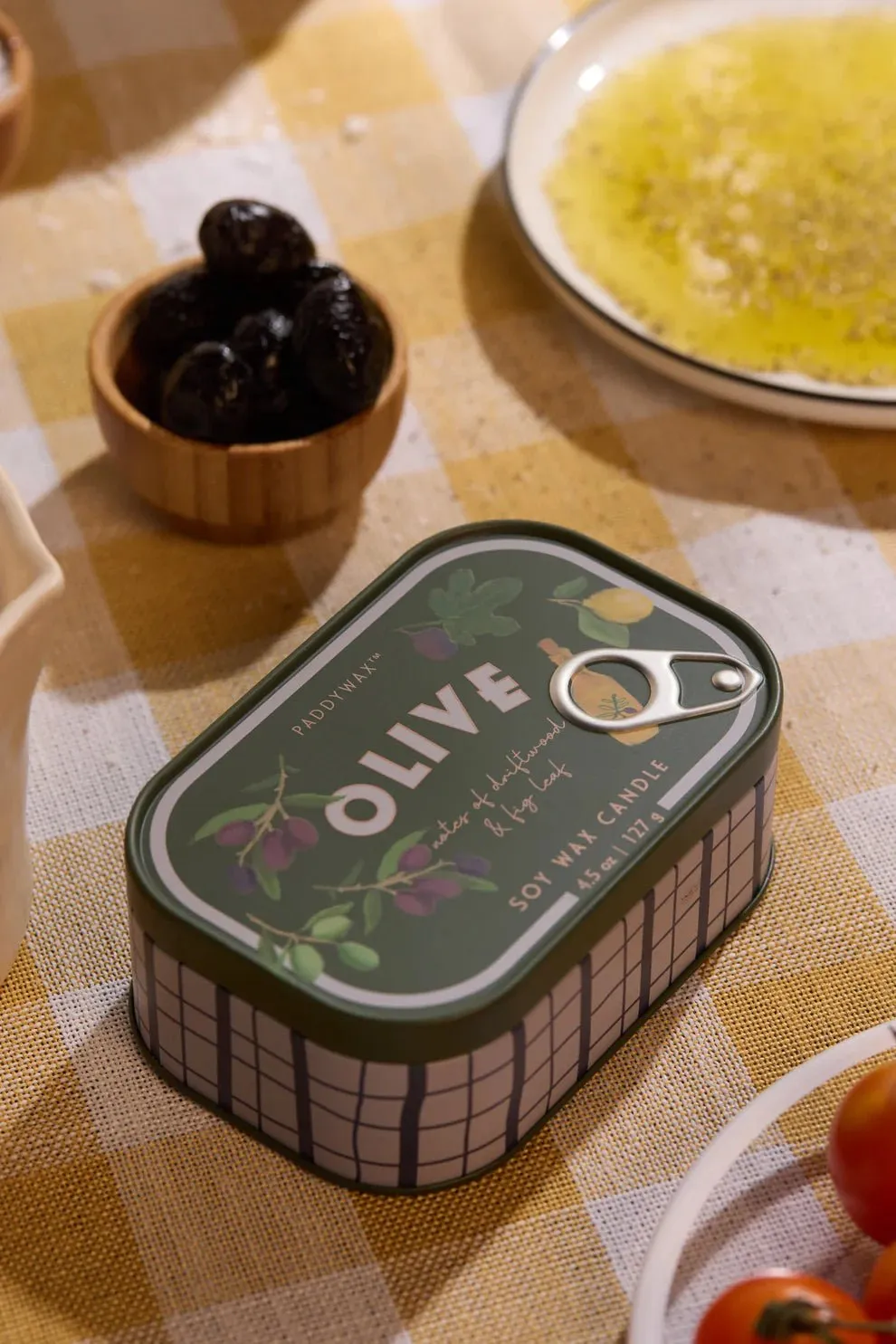 Paddywax: Bistro 4.5oz Olive Printed Tin Candle - Fig & Olive