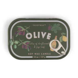 Paddywax: Bistro 4.5oz Olive Printed Tin Candle - Fig & Olive